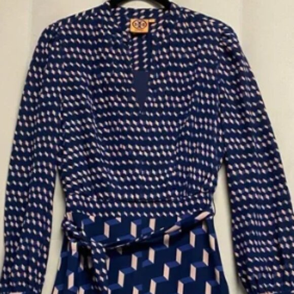 Tory Burch Women’s Judi Dress Size 2 100% Silk Belted Designer Luxury Feminine - Picture 1 of 7